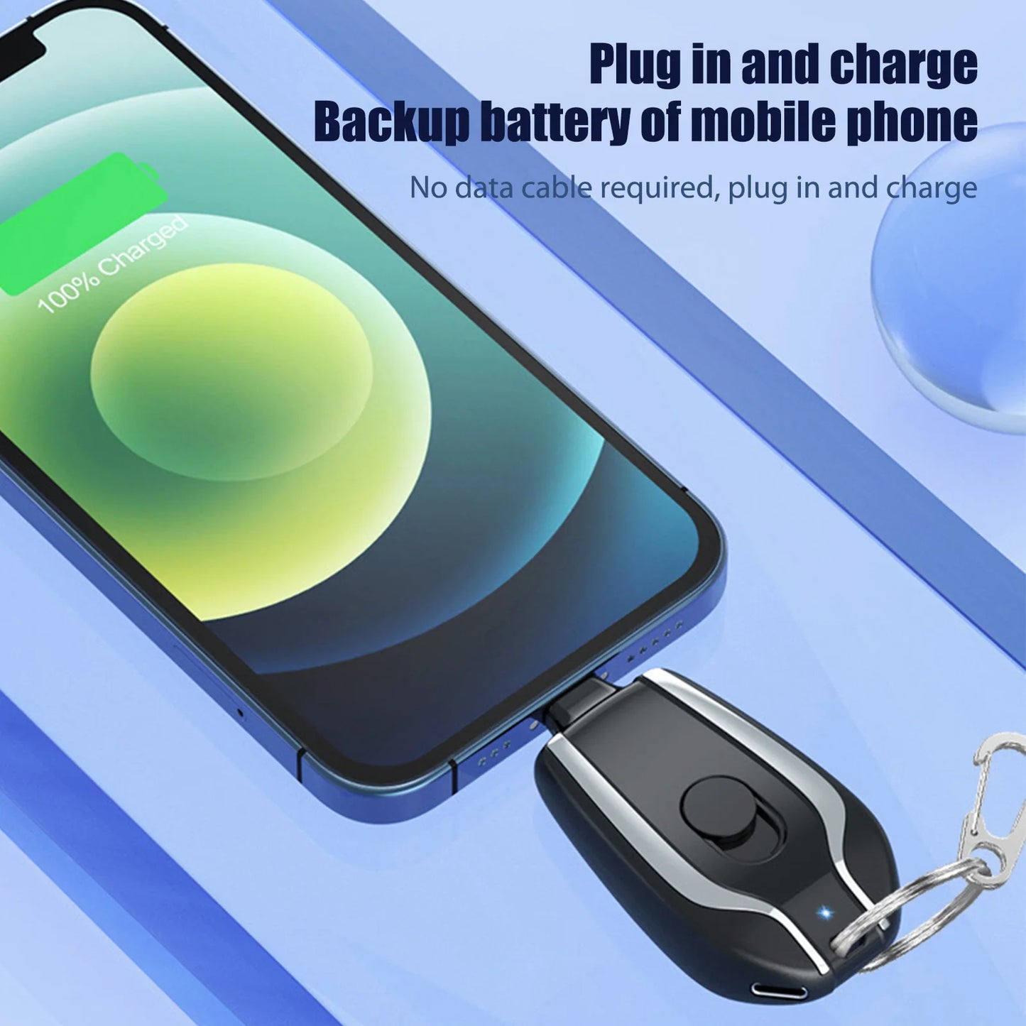 1500Mah Portable Keychain Charger Type-C Ultra-Compact Mini Battery Pack Fast Charging Backup Power Bank for Iphone 14 12