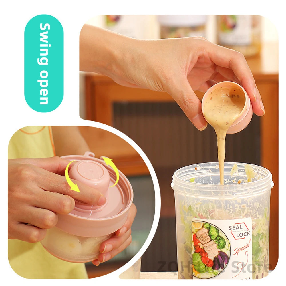 1L Portable Breakfast Cups Oatmeal Cereal Nut Yogurt Salad Cup Container Set with Fork School Lunch Box Food Storage Bento Box